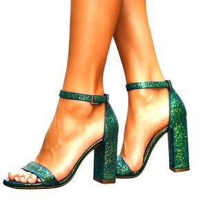 Glaze 6.5 Green Sparkle Glitter Women's Sandals High Heel Shoes 6 1/2